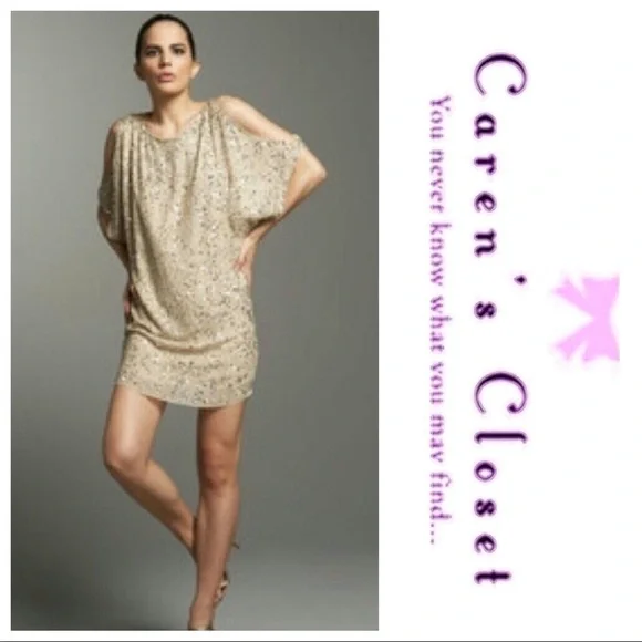 Aidan Mattox  Gold & Silver Sequin Cocktail Formal Mini Dress - Picture 6 of 6